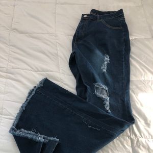 Distressed Bell Bottom Jeans